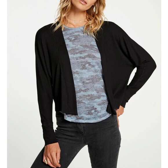 NWT Chaser Cozy Rib Drop Shoulder Cropped Open Cardigan in Ceramic (Ivory) Small - Picture 2 of 13